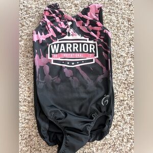 Girl’s black and pink Garland Activewear gymnastics Leotard, size youth large.